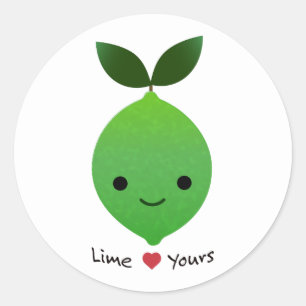 Lime Yours Cute Kawaii Lime Classic Round Sticker