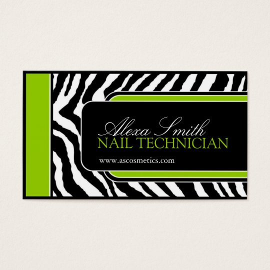 Lime Zebra Print Business Card