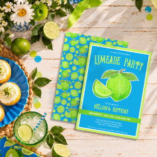 Limeade Party Bright Green Lime Citrus Birthday Invitation