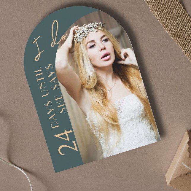 Limed Spruce Modern Arch Photo Bridal Shower Invitation (Creator Uploaded)