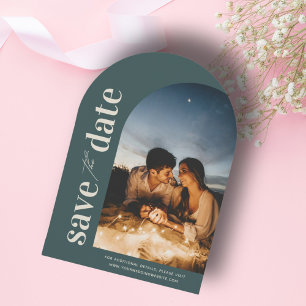 Limed Spruce Modern Arch Photo Save the Date Invitation