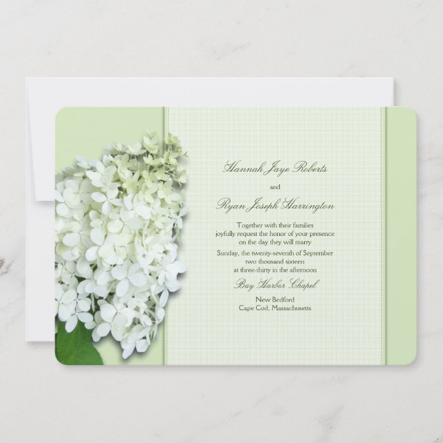 Limelight Green Hydrangea Custom Wedding Paper Invitation (Front)