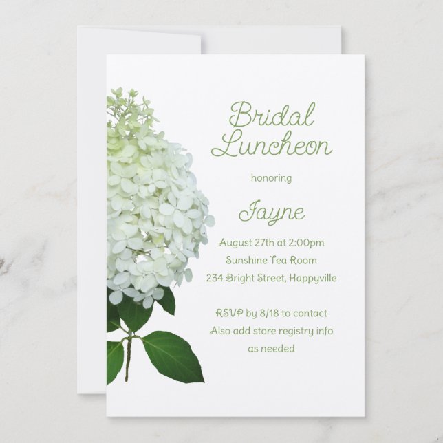 Limelight Hydrangea Bridal / Wedding Shower Invitation (Front)
