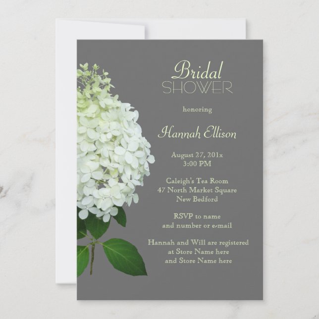 Limelight Hydrangea Grey Bridal / Wedding Shower Invitation (Front)
