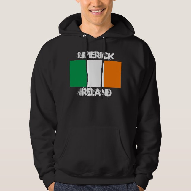 Limerick, Ireland with Irish flag Hoodie (Front)