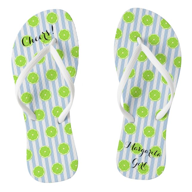 Limes And Seersucker Fiesta Party Flip Flops (Footbed)