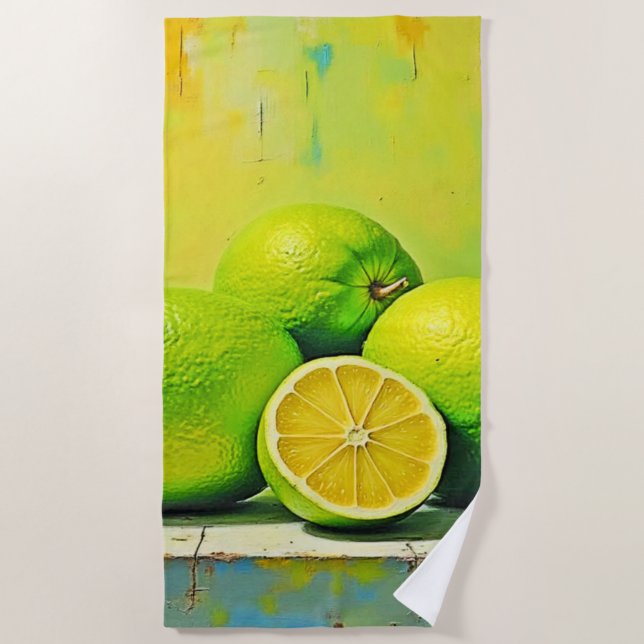 Limes' Bright Summer Pop Design Beach Towel (Front)