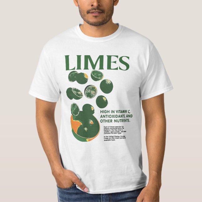 Limes Graphic Tee, Vegetables Shirt, Fruit Shirt (Front)