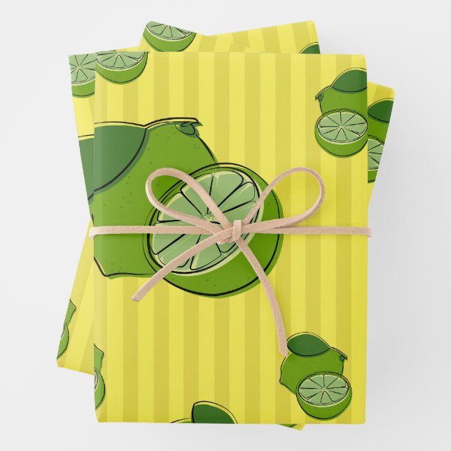 Limes Illustration Wrapping Paper Sheet (In situ)