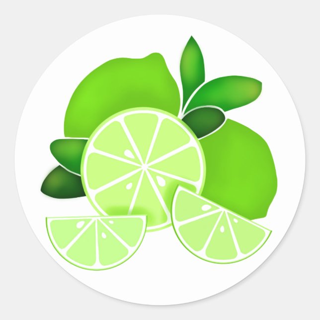 Limes | lime slices | sunny citrus pattern     classic round sticker (Front)