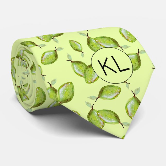 Limes Novelty Hand Painted Retro Pattern Initials Tie (Rolled)