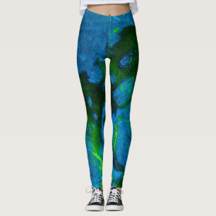 Limestone Abstract in Greens and Aqua Blues Leggings