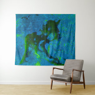 Limestone Abstract in Greens and Aqua Blues Tapestry