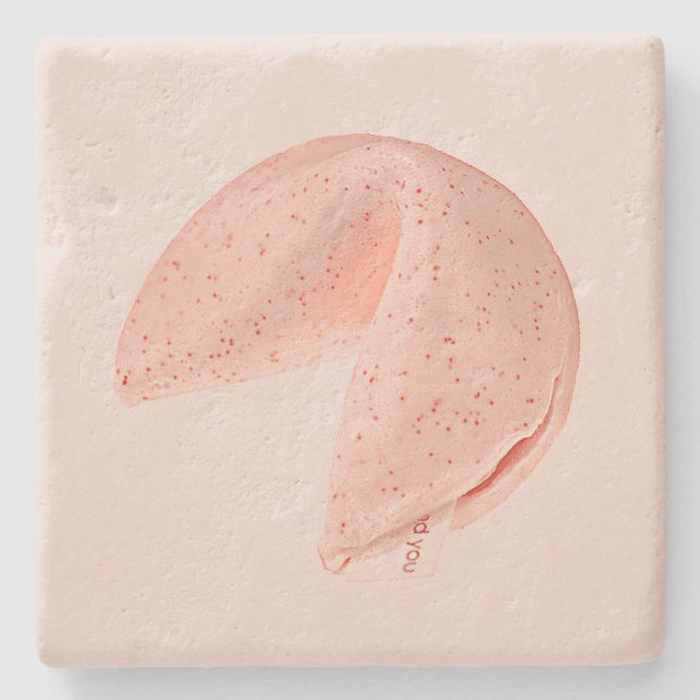 Limestone Pale Pink Fortune Cookie Printed Coaster (Front)