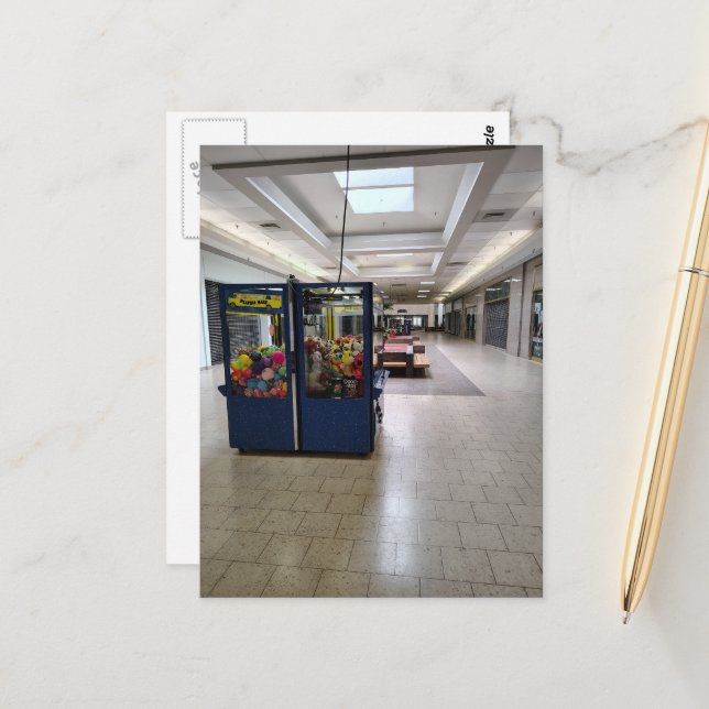 Liminal Space Sad Abandoned Mall Games Postcard (Front/Back In Situ)