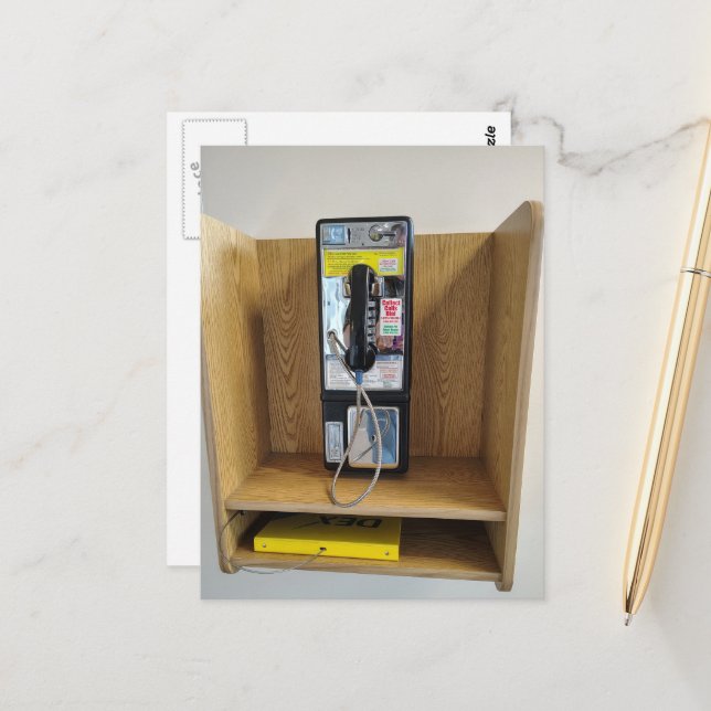  Liminal Space Vintage Payphone Postcard (Front/Back In Situ)
