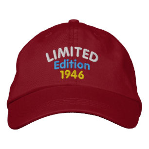 Limited Edition 1943 or Year, Black, vintage retro Embroidered Hat