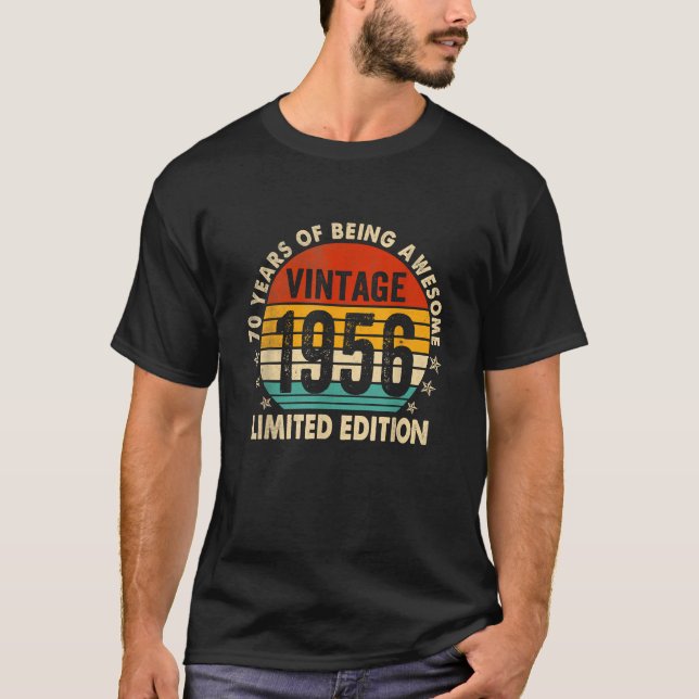Limited Edition Birthday Born in 1956 Retro Funny T-Shirt (Front)