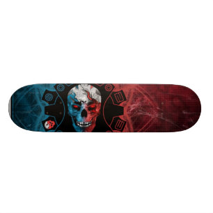 LIMITED EDITION:  Blue & Red Skull Skateboard