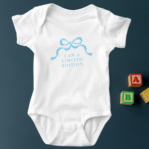 Limited Edition Blue Retro Modern Boy Bows Baby Bodysuit