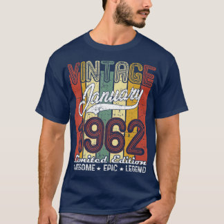 Limited Edition January 1962 59th Birthday Gift T-Shirt