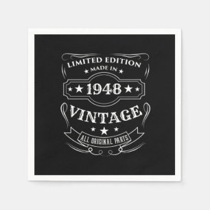 Limited Edition Made In 1948 Vintage Birthday Gift Napkin