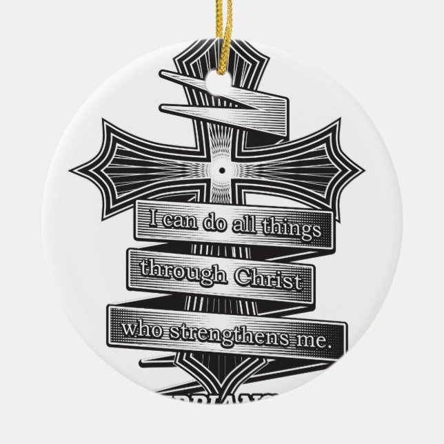 Limited Edition Philippians 4:13 Christian Bible Ceramic Tree Decoration (Front)