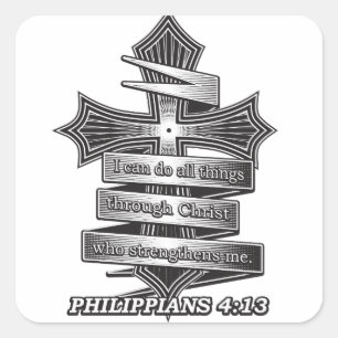 Limited Edition Philippians 4:13 Christian Bible Square Sticker