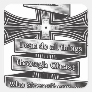 Limited Edition Philippians 4:13 Christian Bible Square Sticker