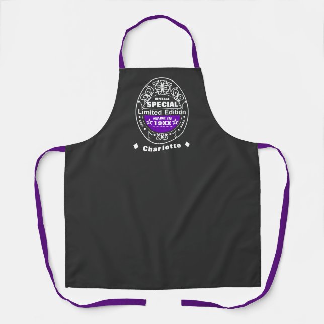 Limited Edition Year Born Personalised Birthday Apron (Front)