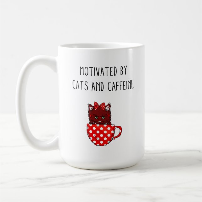 LIMITED SALE Motivated by Cats and Caffeine Mug (Left)