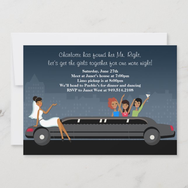 Limo Bachelorette Party Invitation (Front)