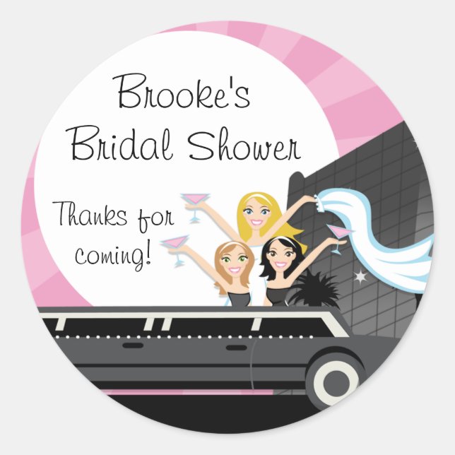Limo Bridal Shower Sticker (Front)