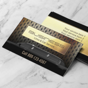 Limo & Car Service Modern Gold Limousine Driver Business Card