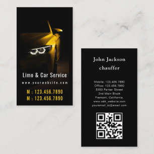 Limo & Car Service Modern Gold Limousine QR code Business Card