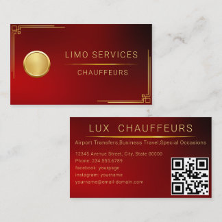 Limo Driver And Chauffeur Service Red QR Code Business Card