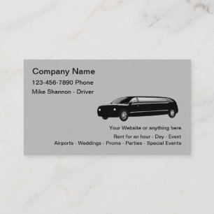 Limo Rental And Chauffeur Service Business Card