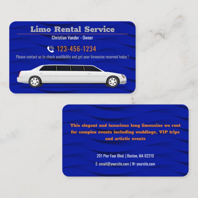 Limo Rental And Driver Service | Luxury Business Card (Front/Back)