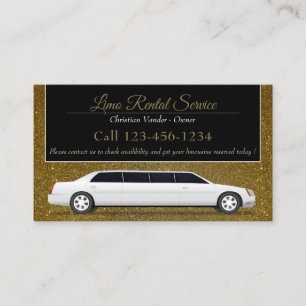 Limo Rental And Driver Service   Luxury Glitter Business Card