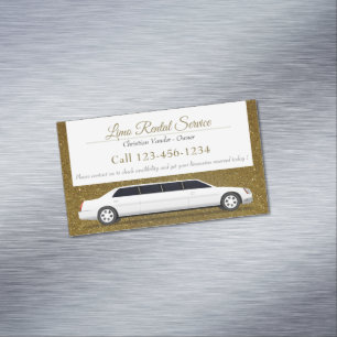 Limo Rental And Driver Service   Luxury Glitter Magnetic Business Card
