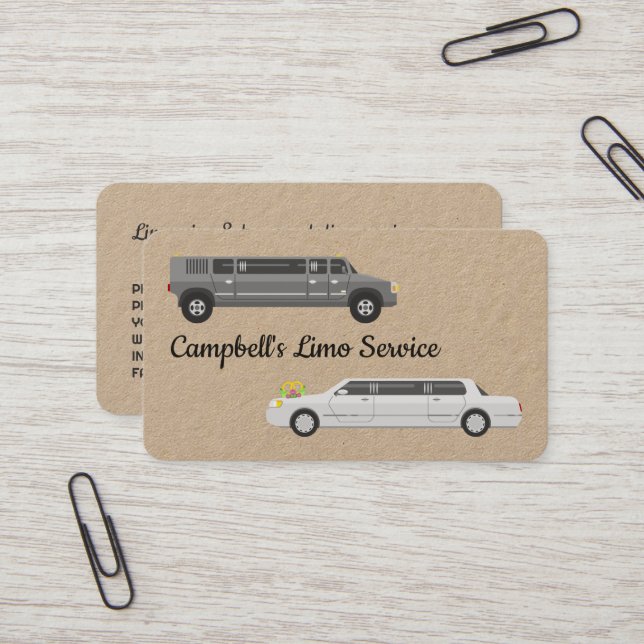 Limo Service Limousine Business Card (Front/Back In Situ)