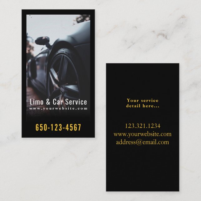Limo Service limousine Minimal Black Elegant  Business Card (Front/Back)