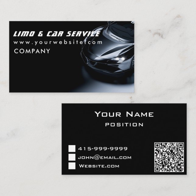 Limo & Taxi Service Elegant Dark Limousine  Business Card (Front/Back)
