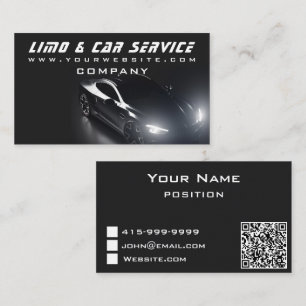 Limo & Taxi Service Elegant Dark Limousine  Business Card