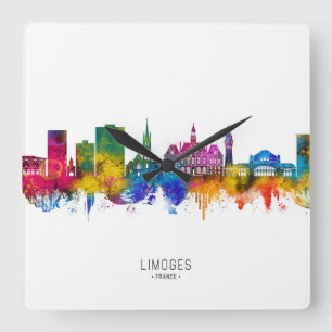 Limoges France Skyline Square Wall Clock