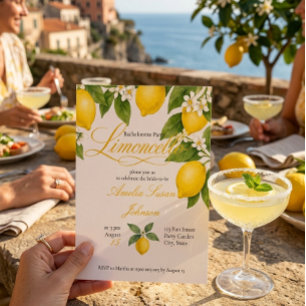 Limoncello Bachelorette Party Watercolor Lemons Invitation