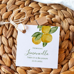 Limoncello Bottle Label, Lovely Lemon Watercolor Favour Tags