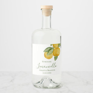 Limoncello Bottle Label, Lovely Lemon Watercolor Liquor Bottle Label