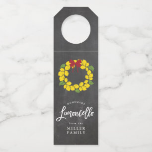Limoncello bottle tag, lemon wreath tag