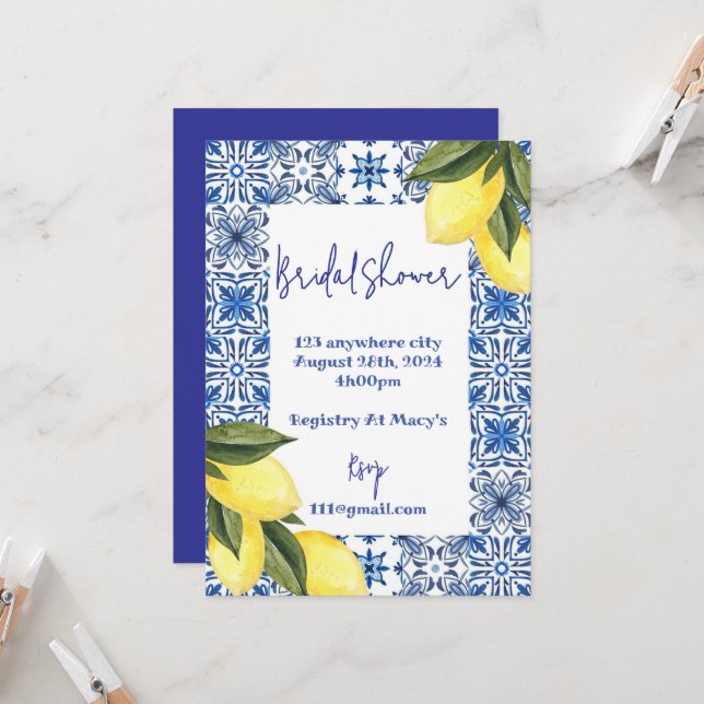 LIMONCELLO BRIDAL SHOWER INVITATION (Front/Back In Situ)